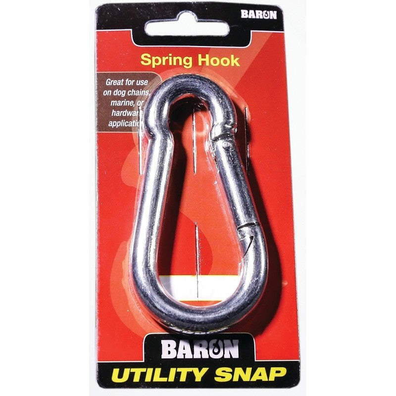 Baron C-2450-3/8 Spring Hook Snap Link, 400 lb Working Load, Steel, Nickel