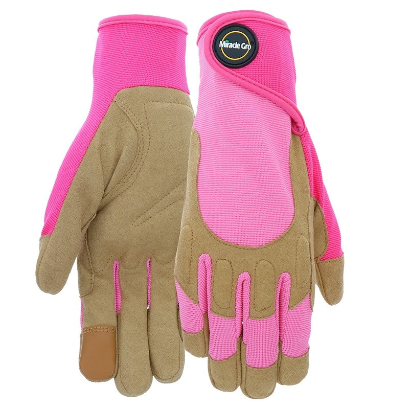 Miracle-Gro MG86208/WXS High-Dexterity High-Performance Gloves, Women's, XS/S, 3-1/2 in L, Reinforced Thumb, Pink