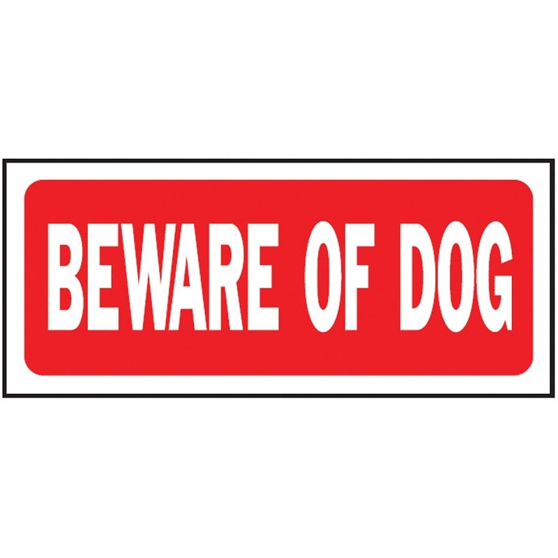 Hy-Ko 23001 Fence Sign, Rectangular, BEWARE OF DOG, White Legend, Red Background, Plastic, 14 in W x 6 in H Dimensions (Pack of 5)