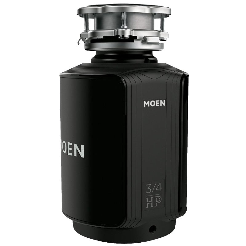 Moen Ex Host Series EX75C Garbage Disposal, 32 oz Grinding Chamber, 3/4 hp Motor, 115 V, Polymer/Stainless Steel, Black