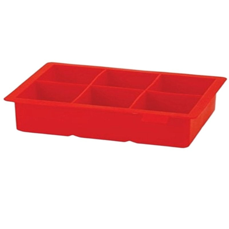 rabbit W6330T Ice Cube Tray, 590 mL Capacity, 6-Compartment, Silicone, Red, 6 in L, 9 in W, Dishwasher Safe: Yes (Pack of 3)
