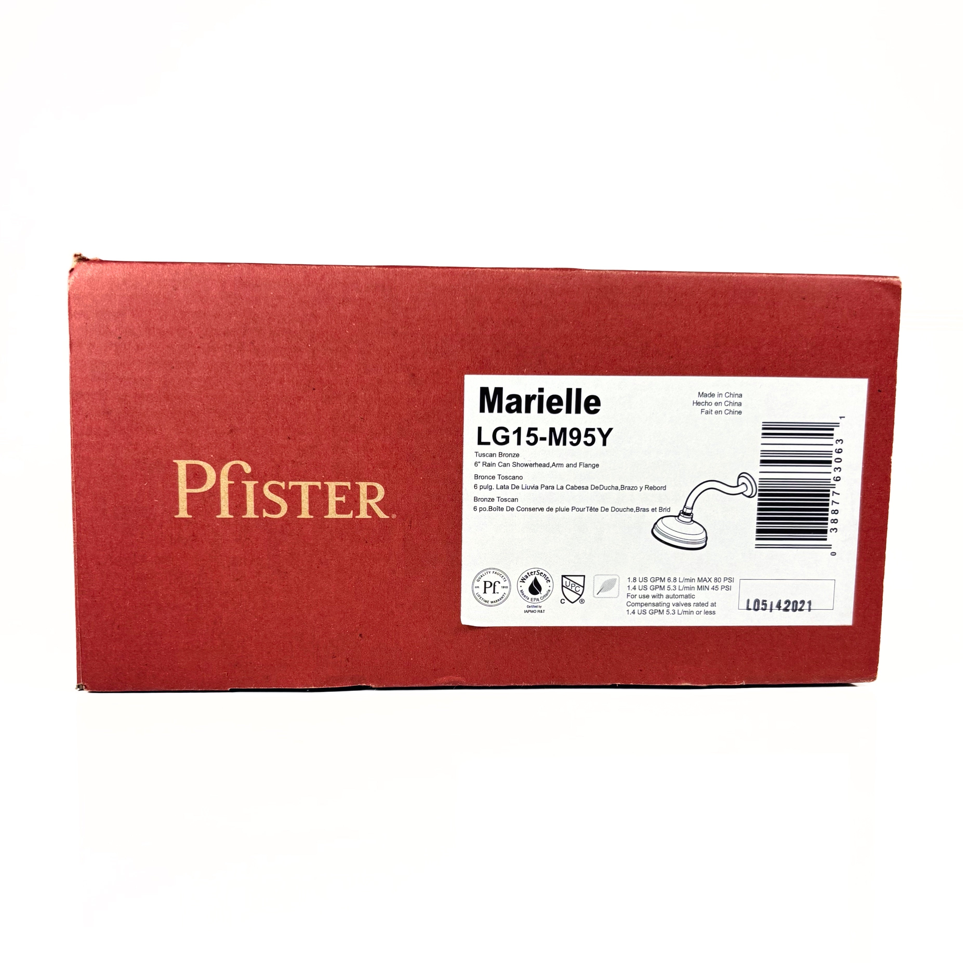 Marielle Raincan Showerhead With Shower Arm and Flange Tusca