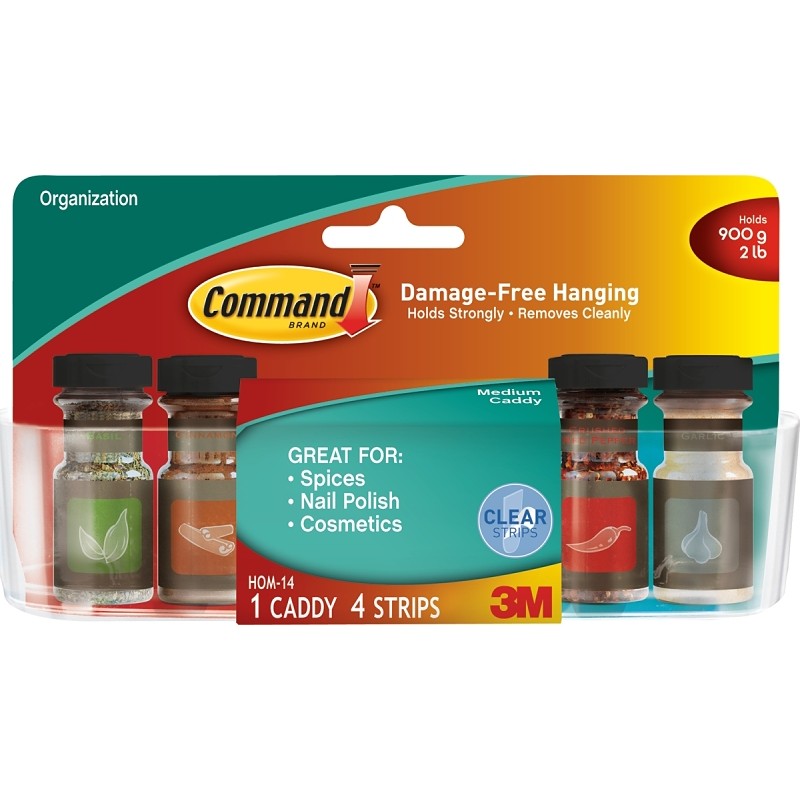 Command HOM-14 Medium Caddy, 2 lb Capacity, Plastic, Clear