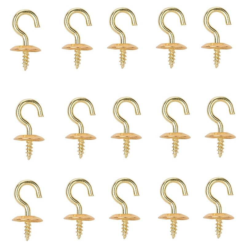 ProSource LR-388-PS Cup Hook, 3/16 in Opening, 2.5 mm Thread, 1/2 in L, Brass