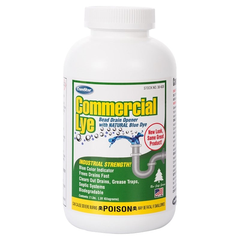 ComStar Pure Lye 30-620 Drain Cleaner, Liquid, Clear/White, Sharp, 2 lb Bottle (Pack of 12)