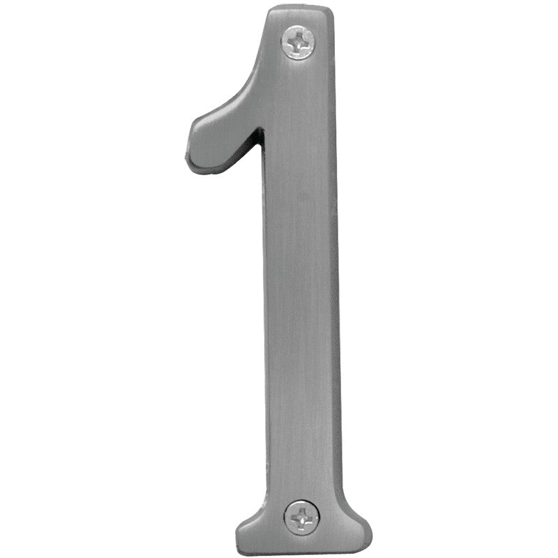 Hy-Ko Prestige Series BR-43SN/1 House Number, Character: 1, 4 in H Character, Nickel Character, Brass (Pack of 3)
