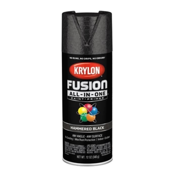 Krylon K02782007 Spray Paint, 12 oz Can, 25 sq-ft Coverage Area, Acrylic Base, Hammered, Black