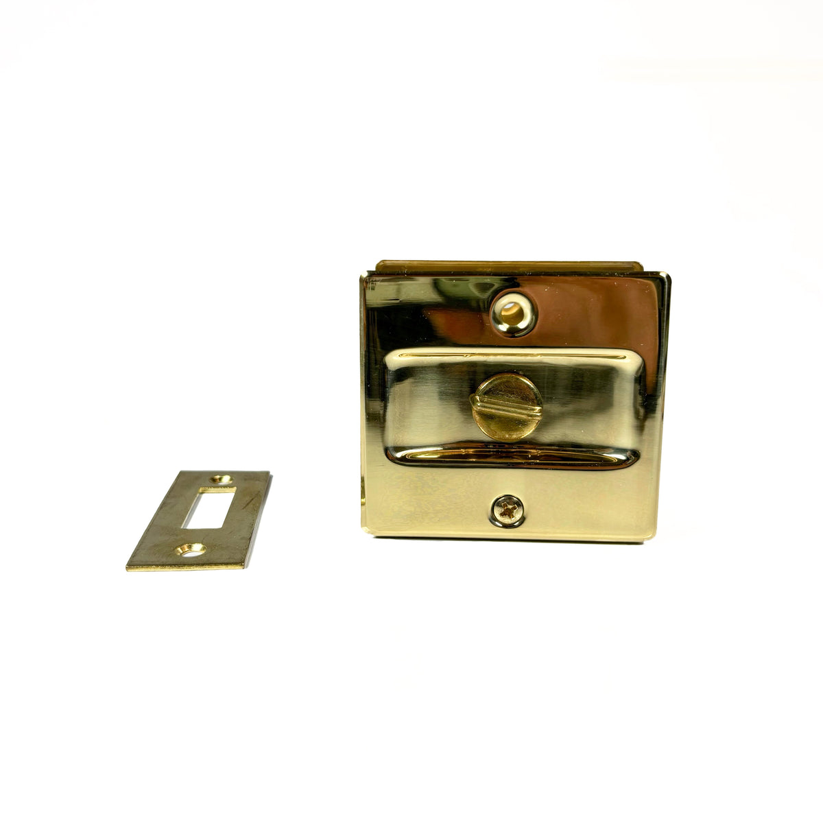 Privacy Notched Pocket Door Latch Solid Brass Bright Brass
