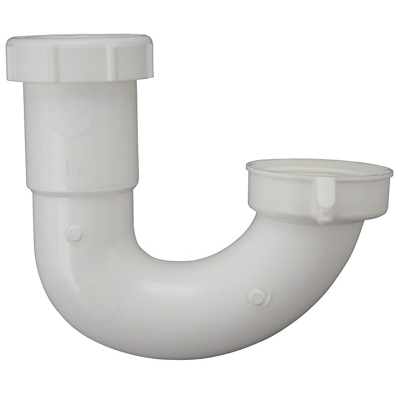 Plumb Pak PP66-2W J-Bend, 1-1/2 x 1-1/2, 1-1/2 x 1-1/4 in, Slip, Plastic, White