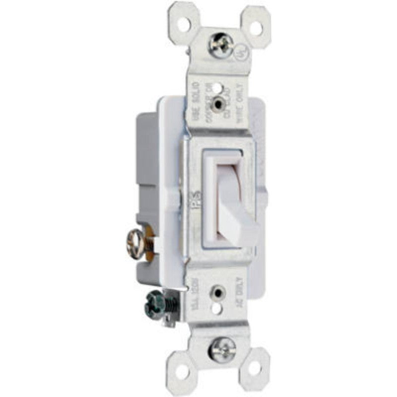 Pass & Seymour 663WGTU Toggle Switch, 15 A, 120 VAC, 3-Position, Thermoplastic Housing Material