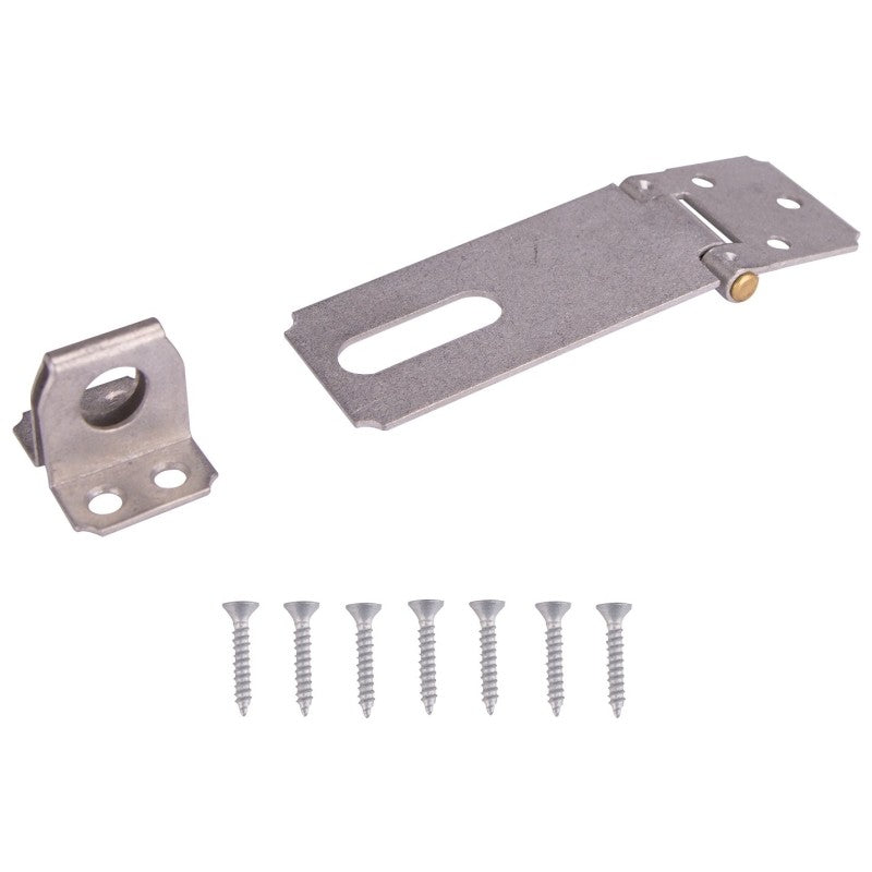 ProSource LR-131-BC3L-PS Safety Hasp, 3-1/2 in L, 3-1/2 in W, Steel, Galvanized, 7/16 in Dia Shackle, Fixed Staple