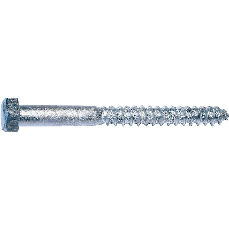 Midwest Fastener 05583 Lag Screw, 3/8 in Thread, 4 in OAL, 2 Grade, Steel, Galvanized, SAE Measuring
