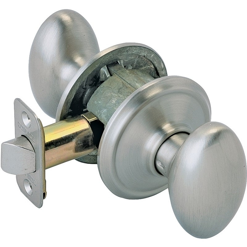 Schlage Siena Series F10V SIE619 Passage Knob, Metal, Satin Nickel, 2-3/8, 2-3/4 in Backset, 1.63 x 2.25 in Strike