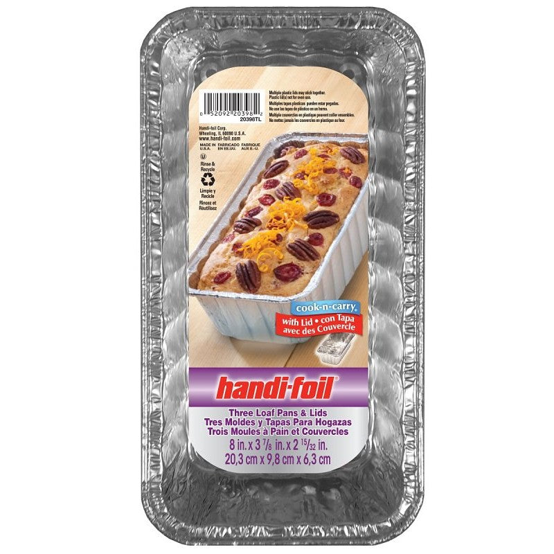 Handi-Foil 20398TL-10 Loaf Pan with Lid, 5.718 in L, 3.312 in W, Aluminum (Pack of 10)