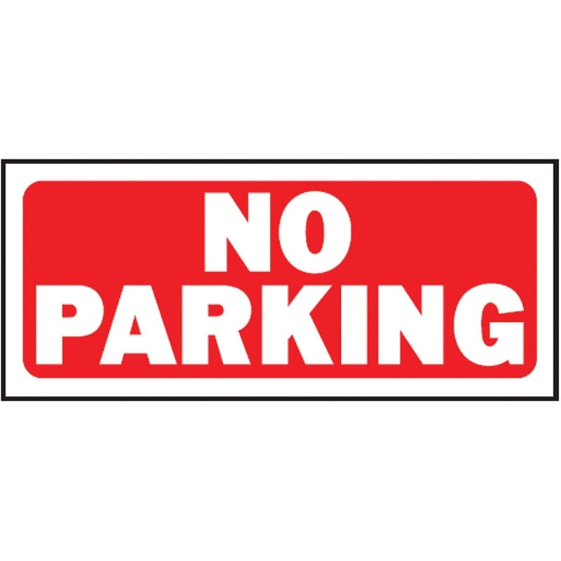 Hy-Ko 23002 Fence Sign, Rectangular, NO PARKING, White Legend, Red Background, Plastic, 14 in W x 6 in H Dimensions (Pack of 5)