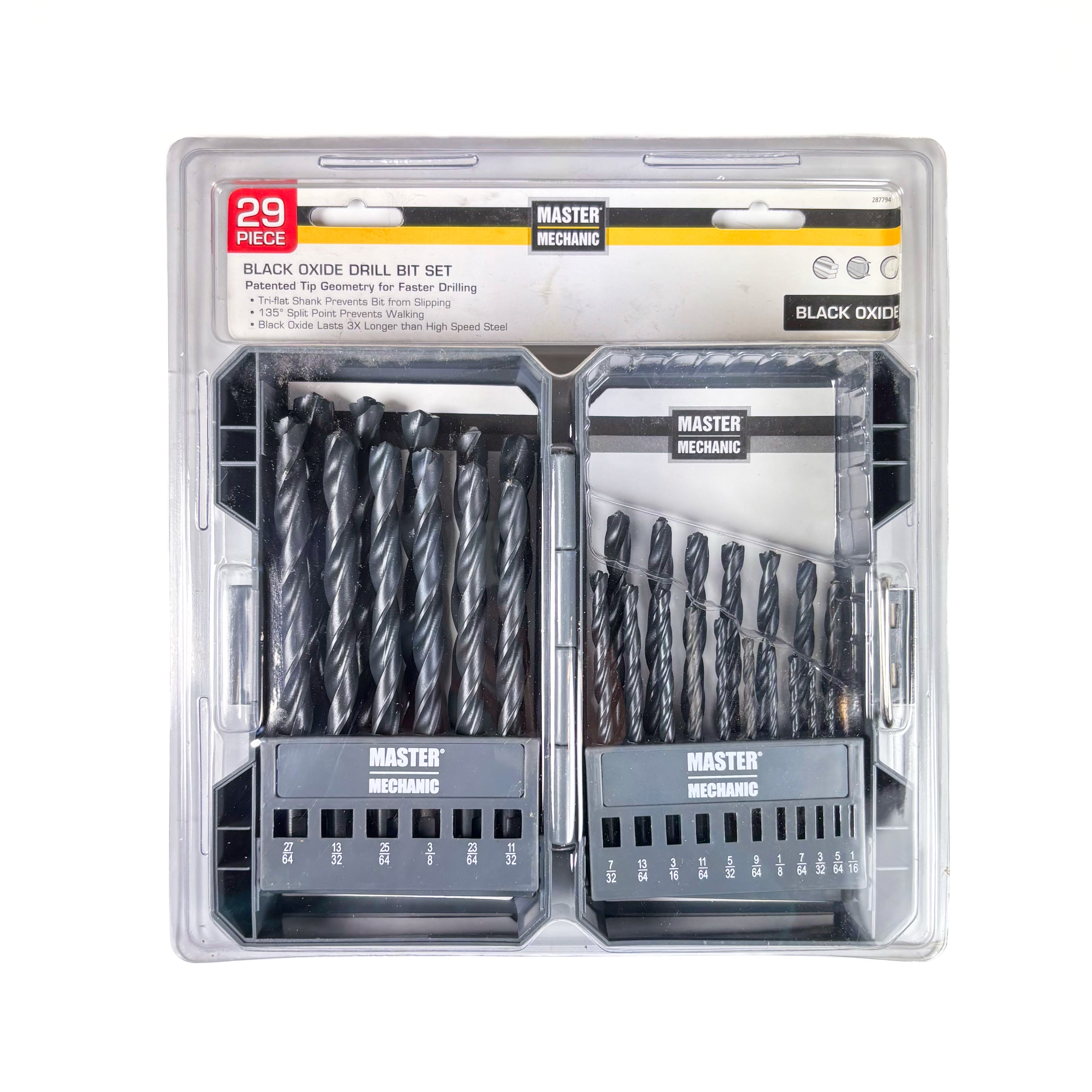 29 Piece Black Oxide Drill Bit Set 1/16 Inch To 1/2 Inch By 64Ths (POS)
