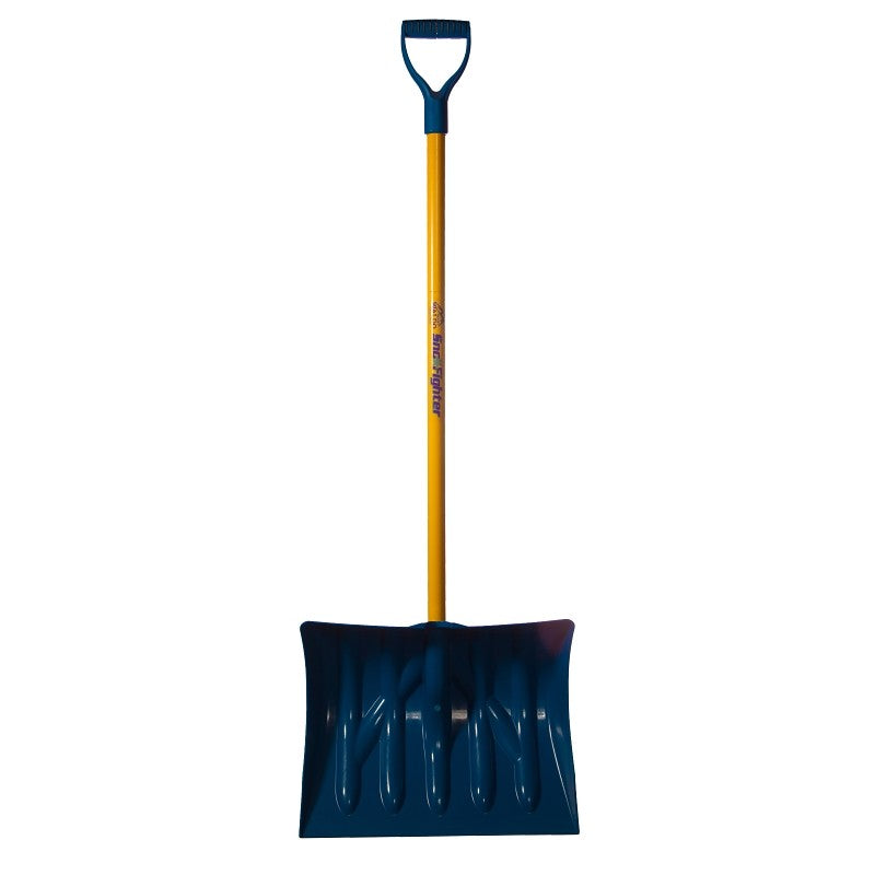 Mount Waldo Plastics 18SFSB Snow Shovel, 18 in W Blade, Steel Handle, Blue