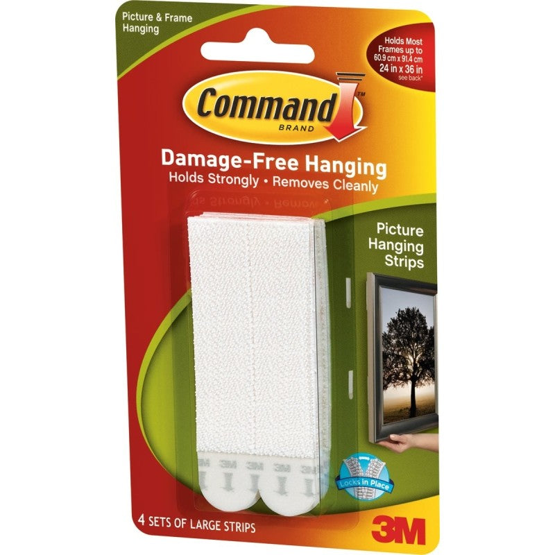 Command 17206 Picture Hanging Strip, 4 lb/set, Foam, White, 3.625 in L x 0.5 in W x 0.1 in D, 4/PK