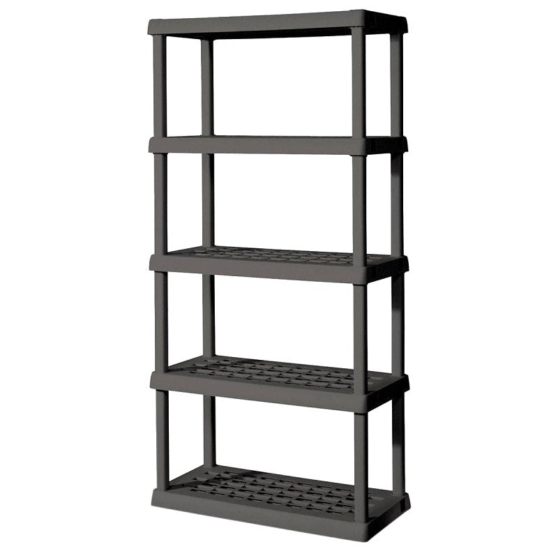 Sterilite 01553V01 Shelving Unit, 36 in OAW, 18 in OAD, 75-1/8 in OAH, 5-Shelf, Plastic, Gray
