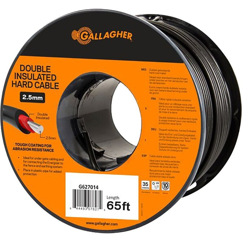 Gallagher G627014 Lead-Out Cable, 65 ft Cable, Steel Conductor, Polyethylene Sheath, Black