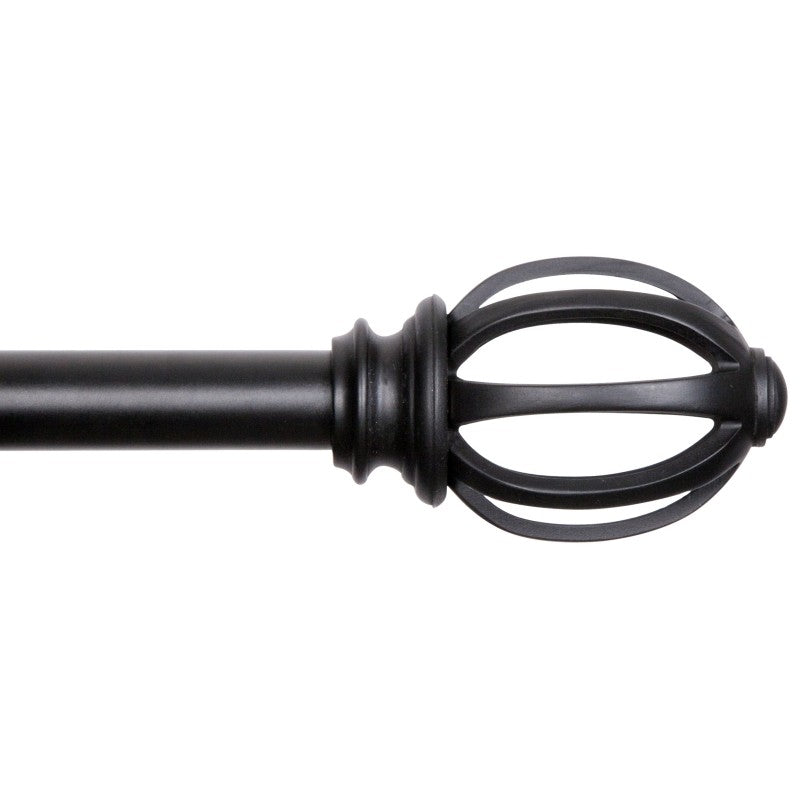 Kenney Fast Fit KN75241 Curtain Rod, 5/8 in Dia, 66 to 120 in L, Steel, Black