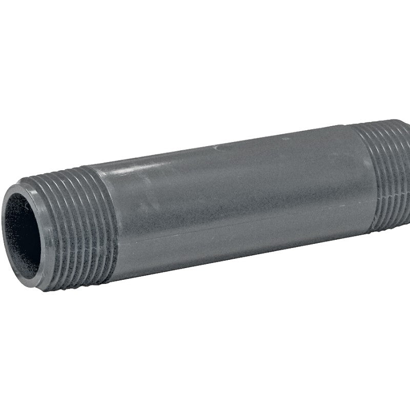 Genova P-1-5 Pipe Nipple, 1 in, MIP x MIP, PVC, Gray, SCH 80 Schedule, 5 in L