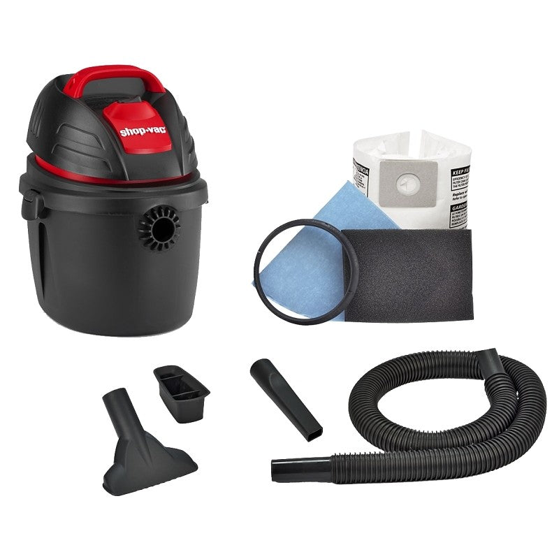 Shop-Vac 9303511 Wet/Dry Vacuum, 2.5 gal Vacuum, 60 cfm Air, 2.5 hp, 120 VAC, Black Housing