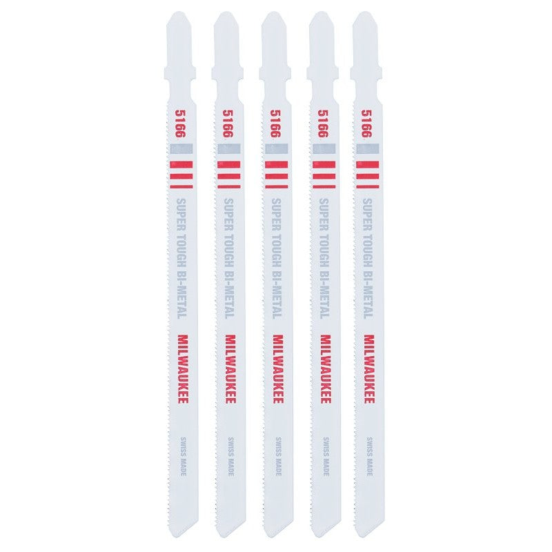 Milwaukee 48-42-5166 Jig Saw Blade, 9/32 in W, 5-1/4 in L, 24 TPI, Bi-Metal Cutting Edge