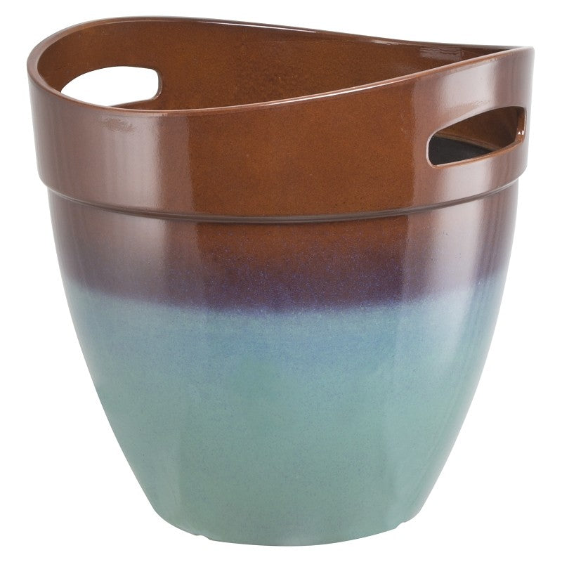 Landscapers Select PT-S040 Planter, 14.8 in Dia, 14-1/2 in H, Round, Resin, Teal, Teal (Pack of 4)