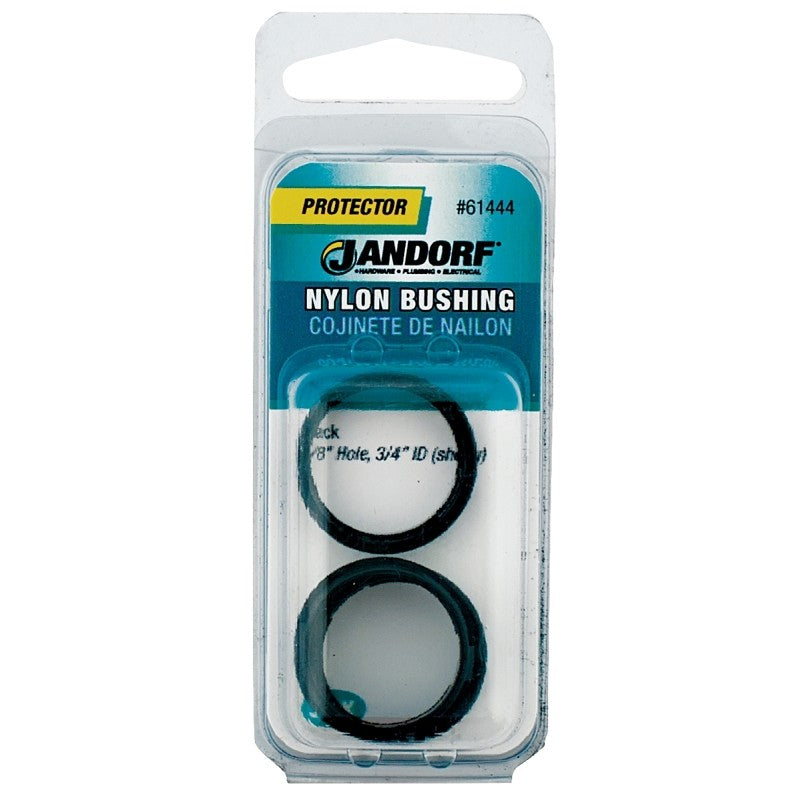 Jandorf 61444 Conduit Bushing, Nylon, Black, 3/4 in Dia Panel Hole, 1/4 in Thick Panel