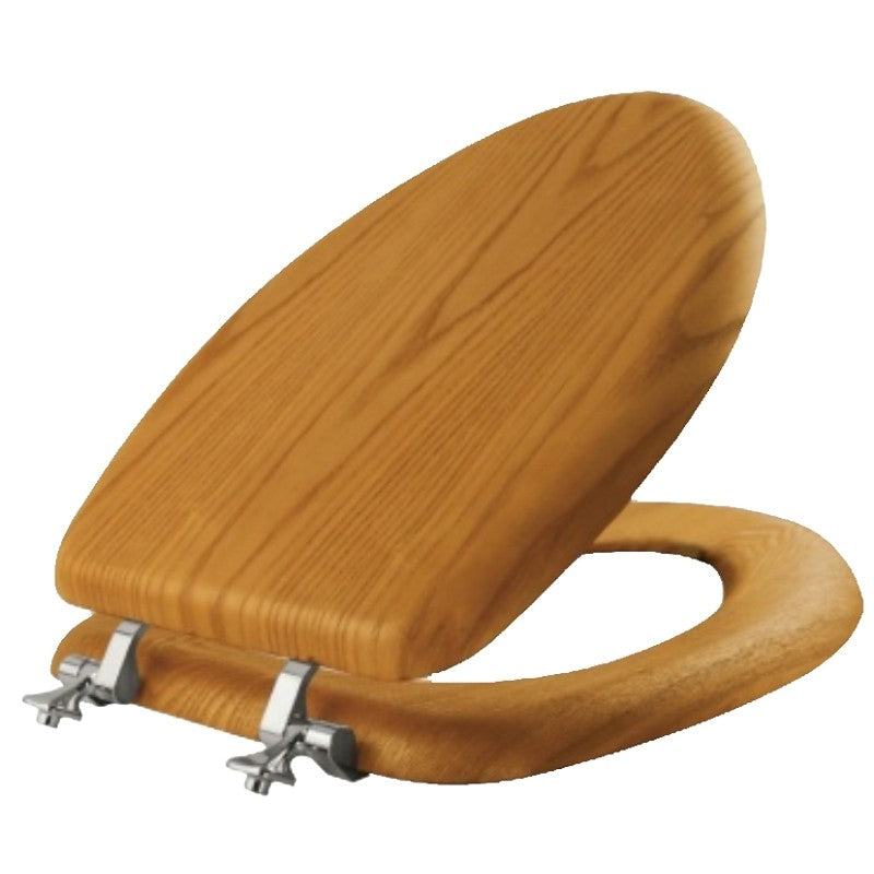 Bemis Natural Reflections Series 19601CP378 Toilet Seat, Elongated, Wood Veneer, Natural Oak