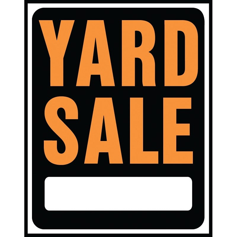 Hy-Ko Hy-Glo Series SP-111 Jumbo Identification Sign, YARD SALE, Fluorescent Orange Legend, Plastic