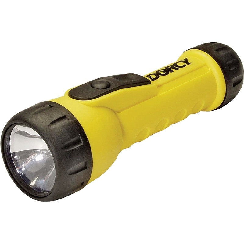 Dorcy 41-2350 Flashlight, D Battery, LED Lamp, 20 Lumens, 37 m Beam Distance, 123 hr Run Time, Yellow