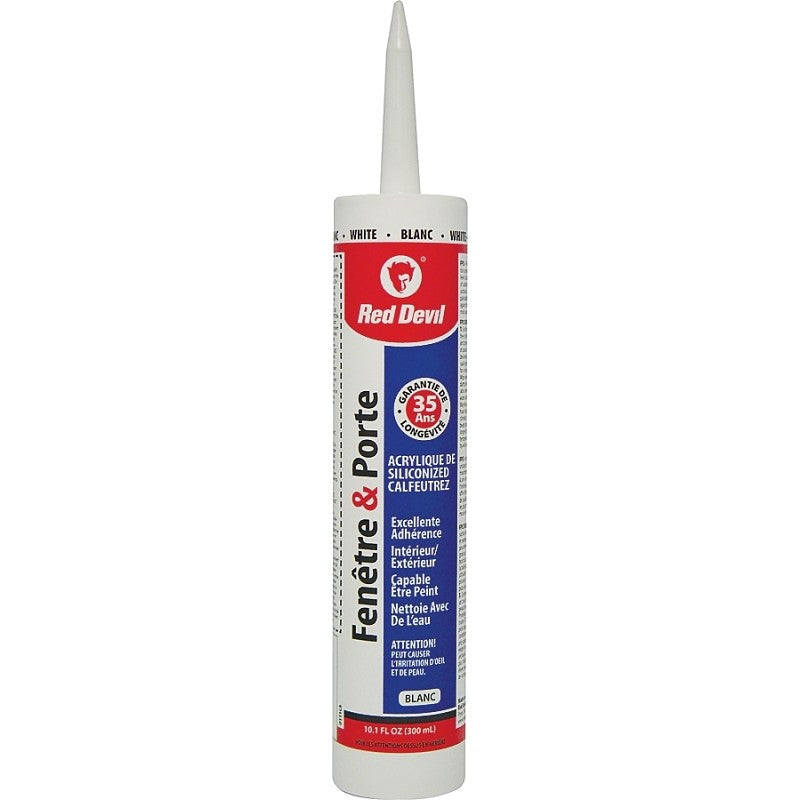 Red Devil 0111CA Siliconized Acrylic Caulk, White, 10.1 oz Cartridge
