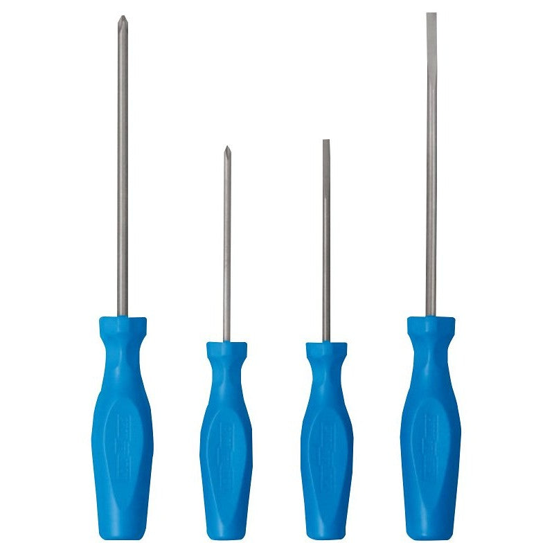 Channellock SD-4H Standard Screwdriver Set, 4-Piece, Tri-Alloy Steel, Gun Metal High Polish, Blue