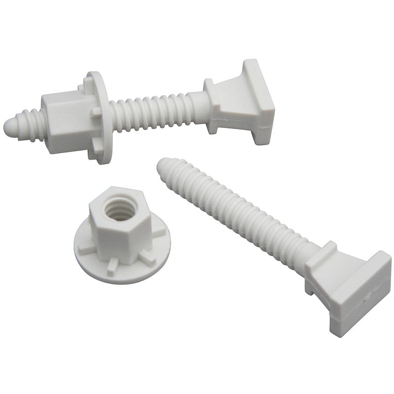 Plumb Pak PP835-19 Bolt Set, 5/16 in Dia x 2-3/8 in L Dimensions, Plastic