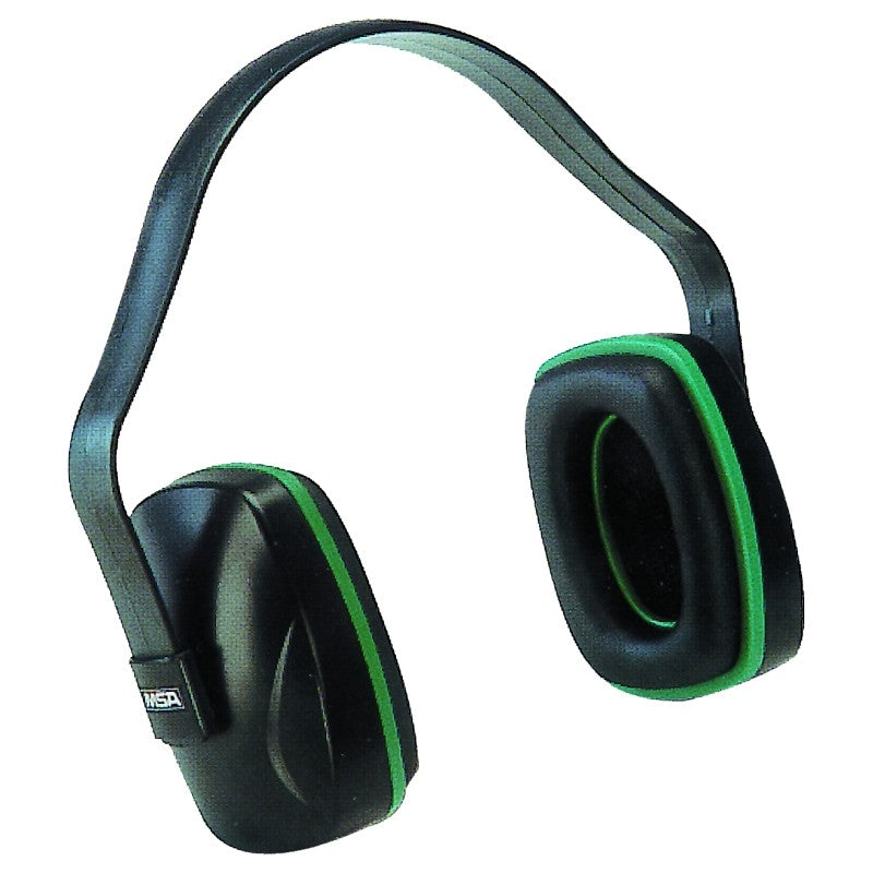 MSA 10004293 Ear Muffs, 22 dB NRR, Plastic, Black/Green