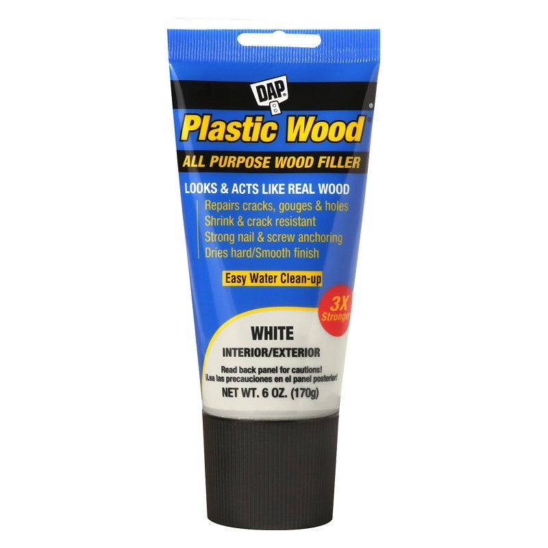 DAP COLORmaxx 7079800585 Wood Filler, Paste, Slight, White, 6 oz Tube