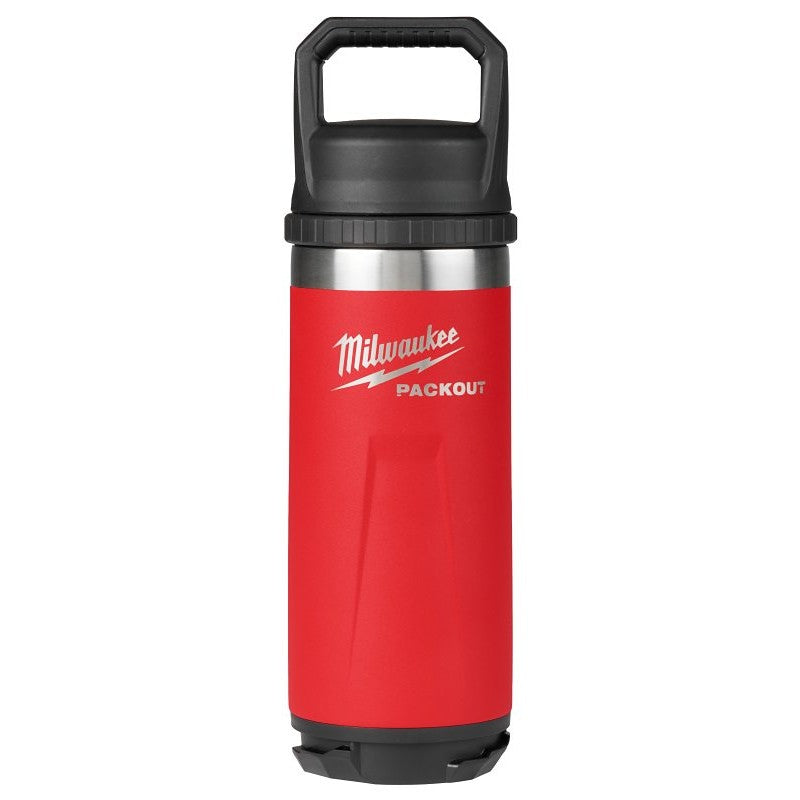 Milwaukee PACKOUT Series 48-22-8382R Insulated Bottle, 18 oz, Stainless Steel, Red