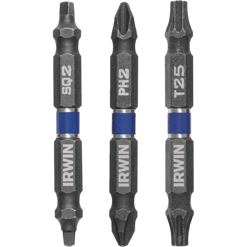 Irwin IWAF32DEP2S23 Impact Bit Set, 3-Piece, Double-Ended, Steel