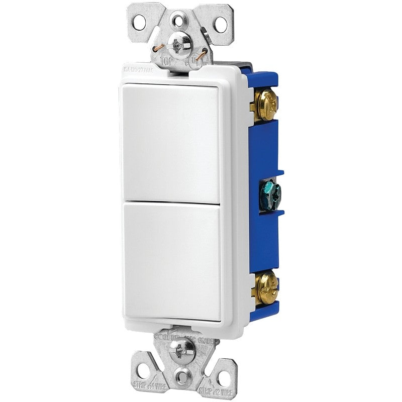 Eaton Wiring Devices 7700 Series 7728W-BOX Combination Switch, 15 A, 120/277 V, SPST, Lead Wire Terminal