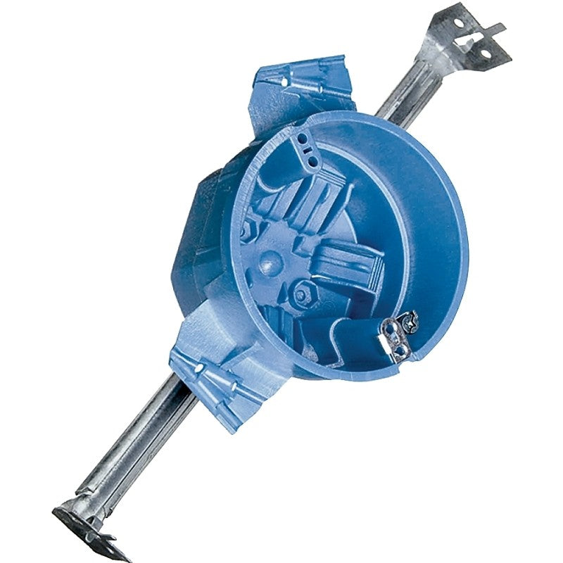 Carlon BH525HP Ceiling Box, Threaded Mounting, 4 in W, 4 in D, 3 in H, 1-Gang, Polycarbonate, Blue