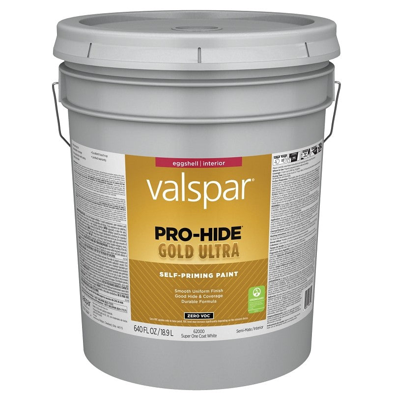 Valspar Pro-Hide Gold Ultra 6200 Series 028.0062000.008 Interior Paint, Acrylic, Latex, Super One Coat White, Eggshell