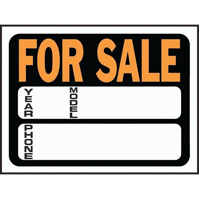 Hy-Ko Hy-Glo Series 3031 Identification Sign, 8-1/2 x 12 in Dimensions, FOR SALE, Fluorescent Orange Legend, Plastic (Pack of 10)