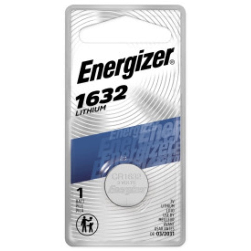 Energizer ECR1632BP Coin Cell Battery, 3 V Battery, 130 mAh, CR1632 Battery, Lithium, Manganese Dioxide