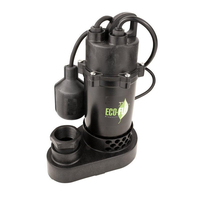 Eco-Flo SPP33W Sump Pump, 115 V, 1/3 hp, 25 ft Max Lift Head, 3600 gph, Thermoplastic Impeller