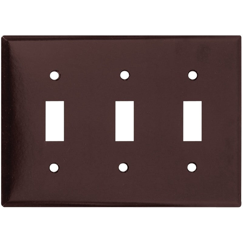Eaton Wiring Devices 2141B-BOX Wallplate, 4-1/2 in L, 6.37 in W, 3 -Gang, Thermoset, Brown, High-Gloss