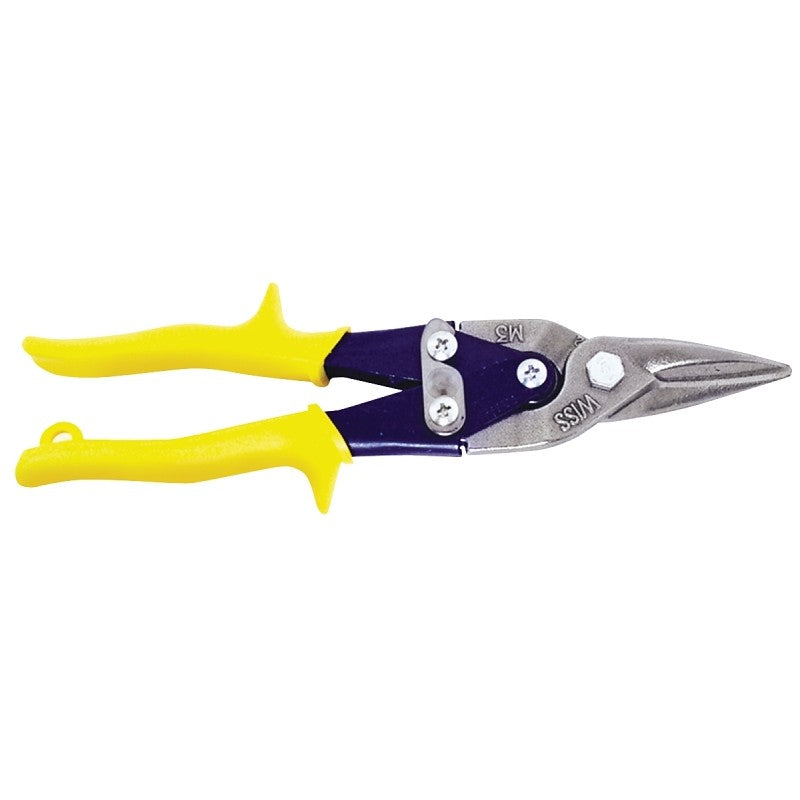 Crescent Wiss M3R Aviation Snip, 9-3/4 in OAL, Straight Cut, Molybdenum Steel Blade, Non-Slip Grip Handle, Yellow Handle