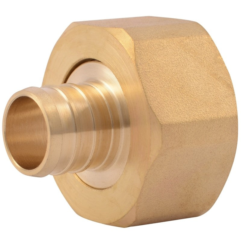 SharkBite UC529LF Swivel Pipe Adapter, 3/4 x 1 in, Barb x FNPT, Brass, 80 to 160 psi Pressure
