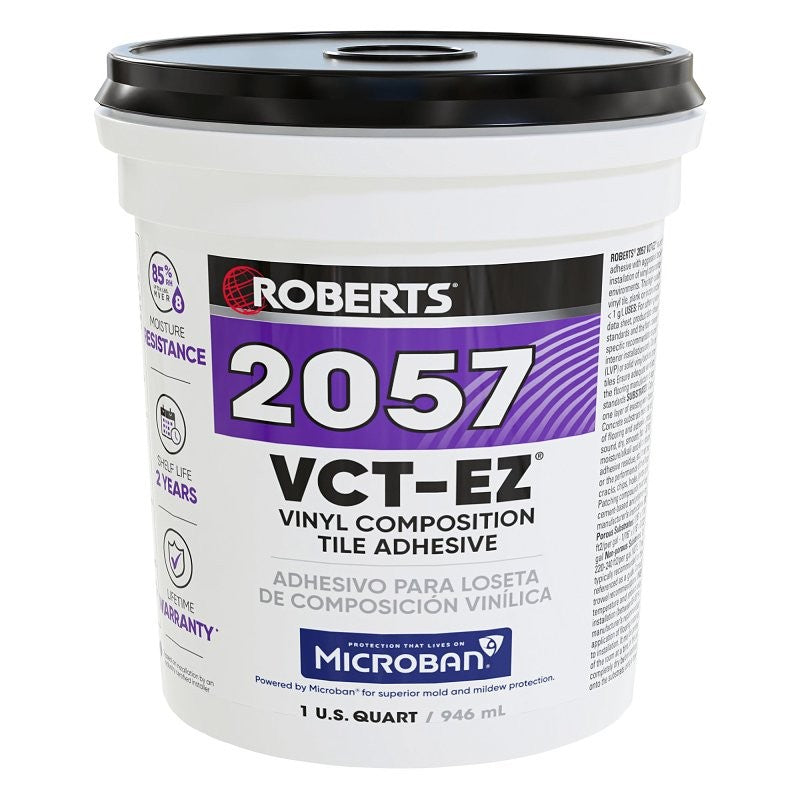Roberts 2057-0 Adhesive, Paste, Non-Offensive, Very Mild, Creamy Tan, 1 qt Pail (Pack of 6)